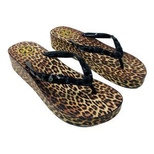 Tory Burch Embellished Wedge Flip Flop Sandals 9